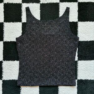 Vintage Black Sparkle Tank High Neck